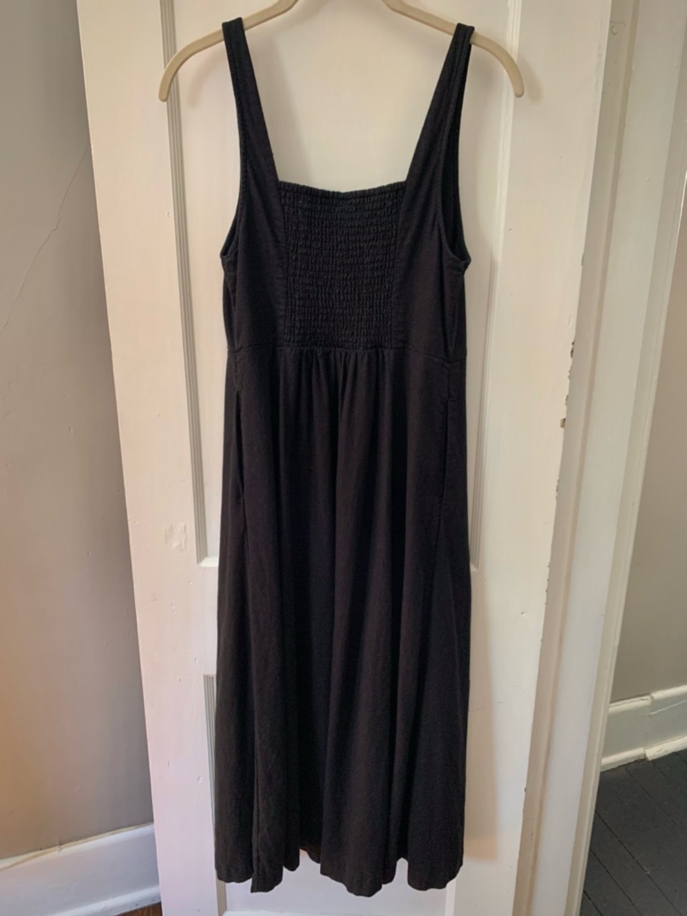 Old Navy black linen blend fit and flare midi dress - Picture 3 of 6